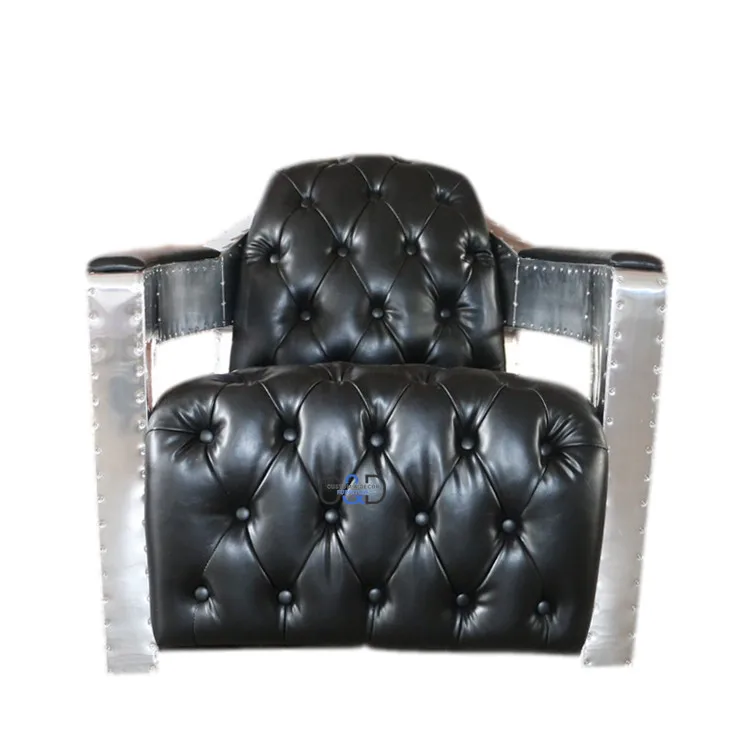 Винтажный роскошный стул Chesterfield в стиле авиационного лофта из натуральной кожи