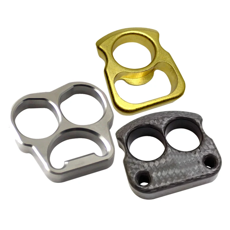EDC carbon fiber stainless steel brass single two finger ring opener tool