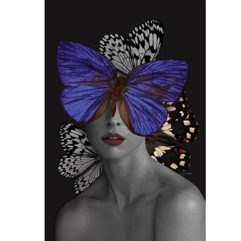 
odm/oem cuadros decorativos nude paintings Butterfly and the Woman canvas art portrait paintings wal art pintura diamante 