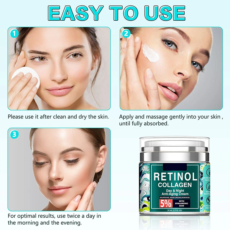 Private Label Anti Aging Moisture Nourishing Whitening Retinol Collagen Day and Night Cream with Hyaluronic Acid