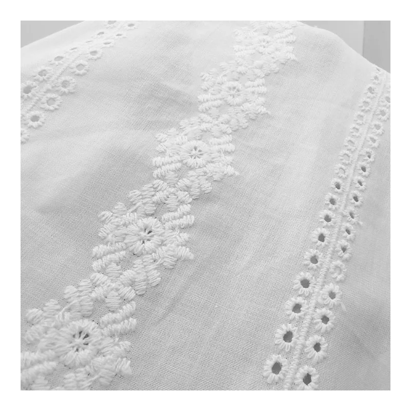 Factory Sale Exquisite Eyelet Design Pure Cotton Hollow Out Lace Embroidery Fabric