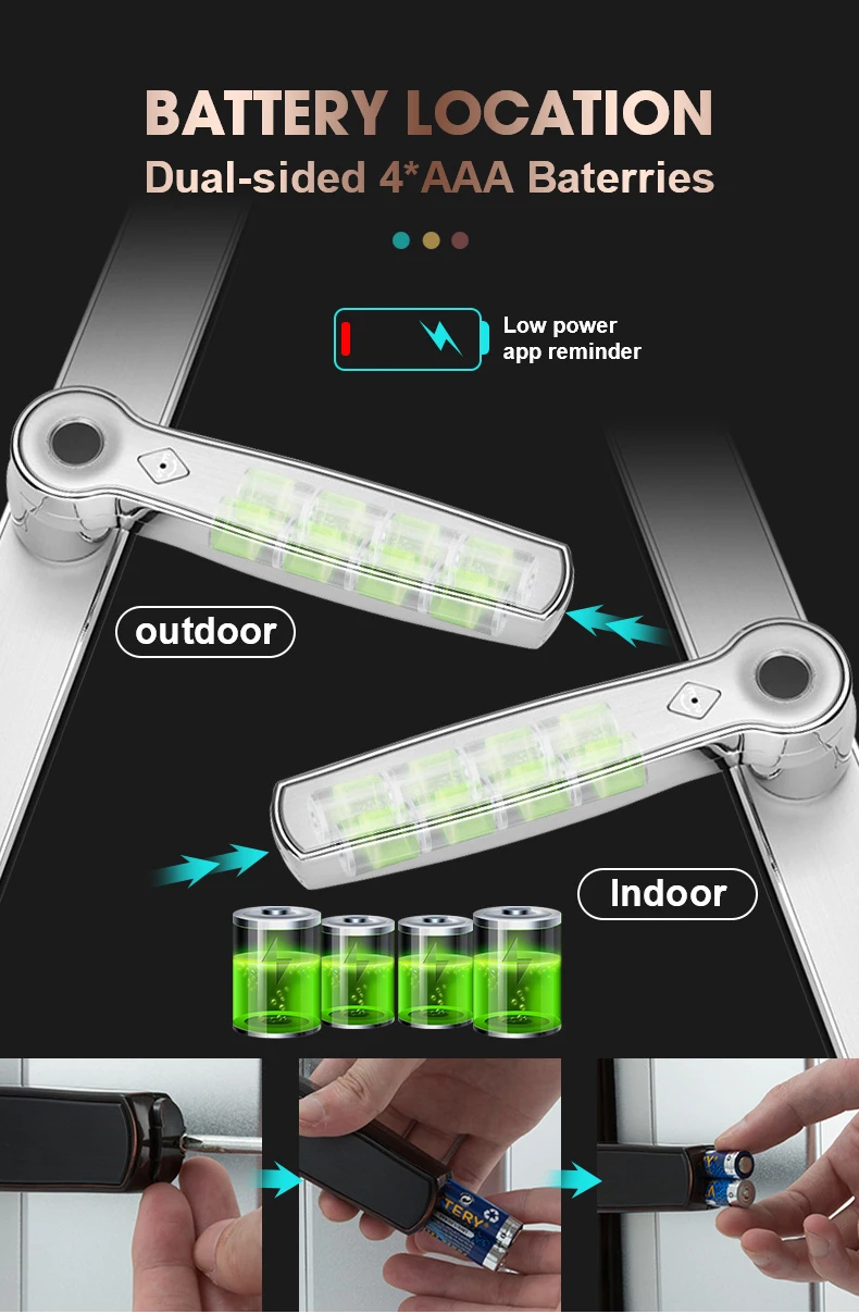 WiFi APP Fingerprint  PIN Code Card Mechanical Key Unlock Glass door Sliding Door Lock  Smart OEM / ODM