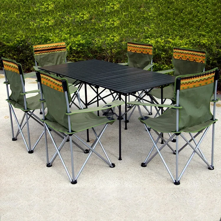 Feistel Portable Custom Folding Camping Table And Chair Set Aluminum Outdoor Bbq Table Chair Sets for Camping Picnic Activities