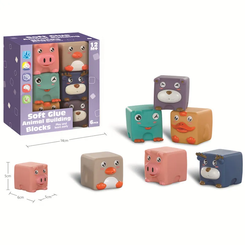 Soft Building Blocks Baby Toys Teethers Toy Educational Squeeze Play Toys Baby Stacking Cube Baby Soft Blocks