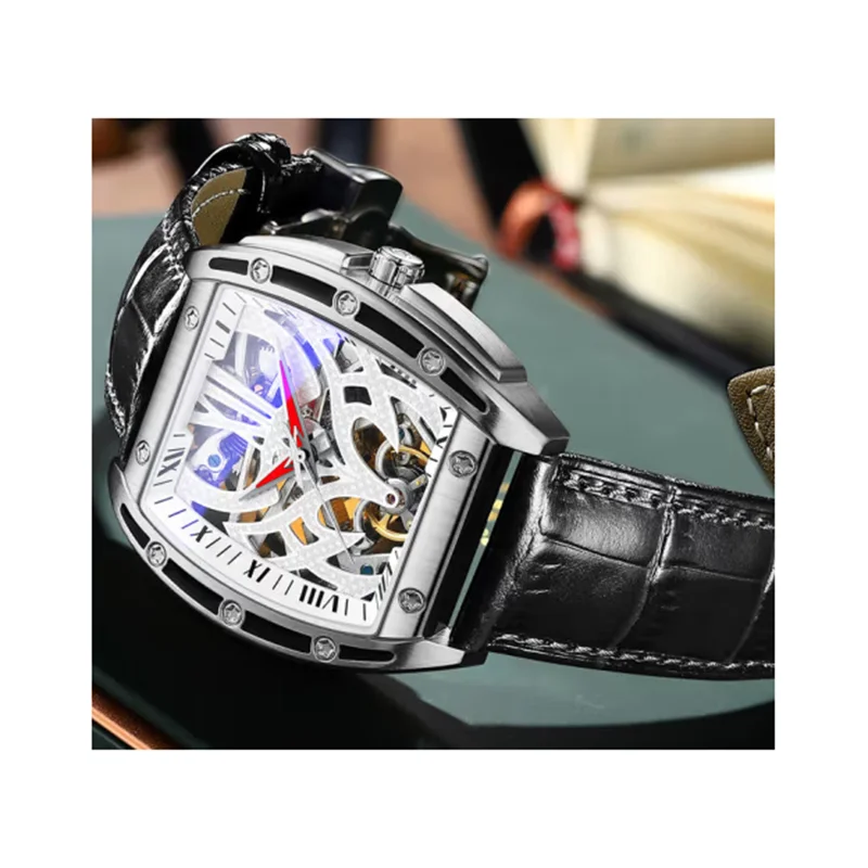 Мужские автоматические механические наручные часы с корпусом из нержавеющей стали