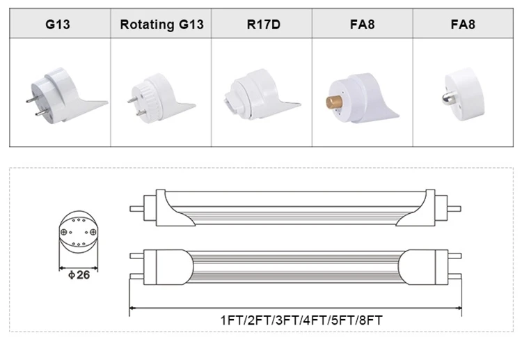 Shape FA8 G13  4ft Diffuser Aluminum PC V Lighting Circuitry Design Office Ip44 T8 Led Tube Lights