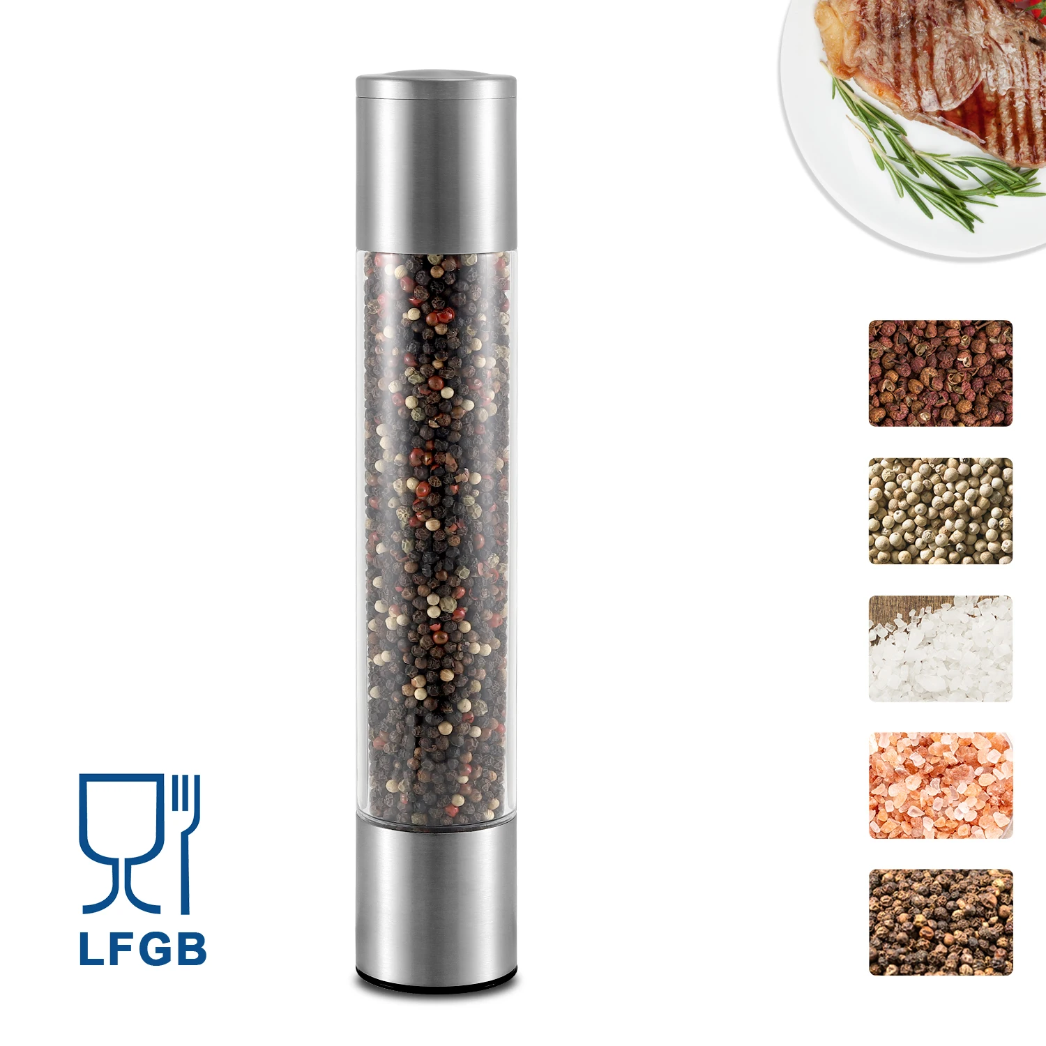 350ml Spice & Herb Mills Long Acrylic Jar with Ceramic Burr Stainless Steel Salt and Pepper Grinder Metal Material