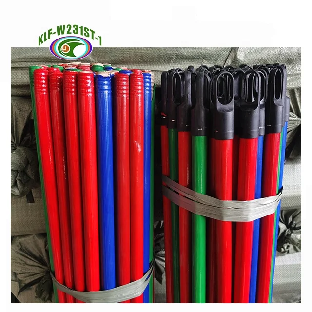 120cm or customized various color ribbed pvc  coated wooden broom mop brush dustpan stick handle pole