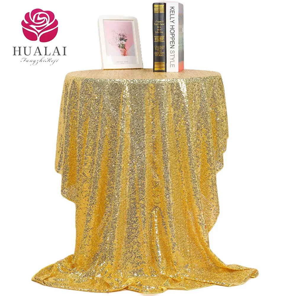 Gold silver white rose gold round glitter square custom rainbow flash tablecloth for event wedding and birthday party decorative