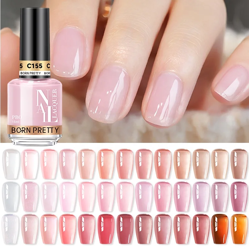 BORN PRETTY PRO Sheer Nude Air Dry Nail Polish Paint Macaron Pastel Jelly Translucent Vegan Nail Lacquer Polish Private Label