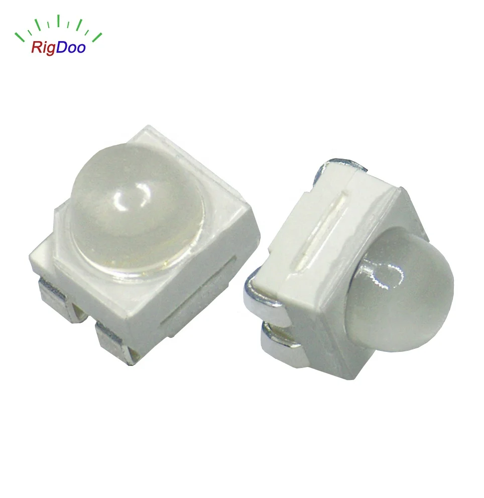 
3528 Dome Lens Small Viewing Angle Red LED Lamp SMD 4 Pin 3 Cathode 1 Anode Ball Head SMT Light Emitter for Car Lights Headlight 