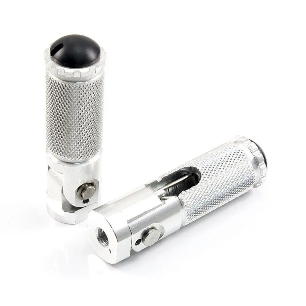 2pcs Black Sliver CNC Aluminum Universal Motorcycle Motor Bike Folding Footrests Footpegs Foot Rests Pegs Rear Pedals Set Parts