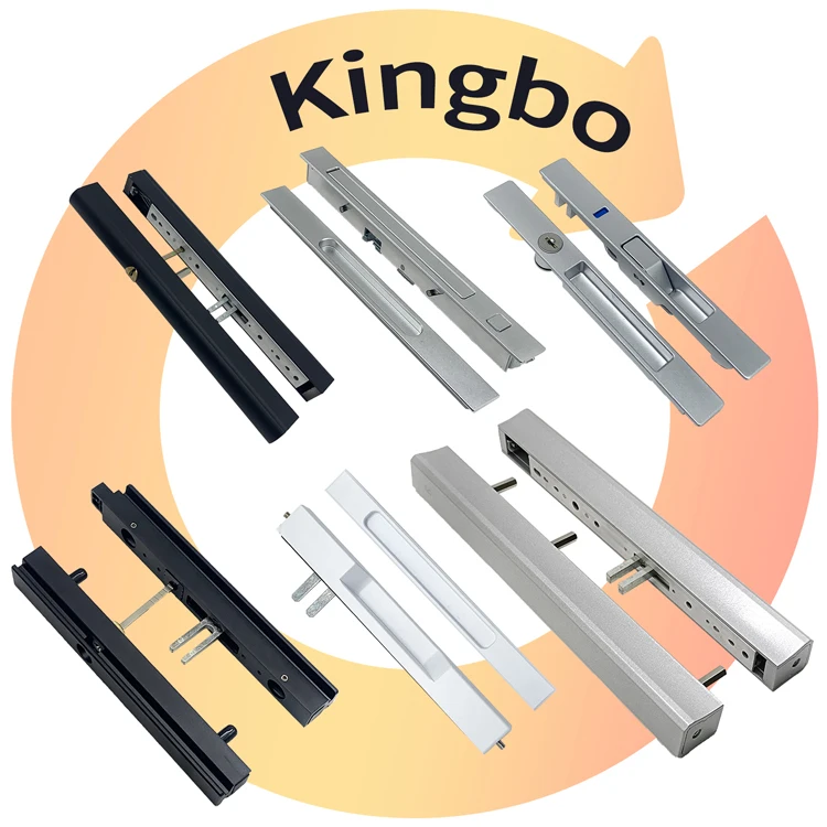 Sliding Door Lock Window Accessories Hardware Appearance Glass Aluminum Handle With Key Double Side Flush Hook Set Security Pull