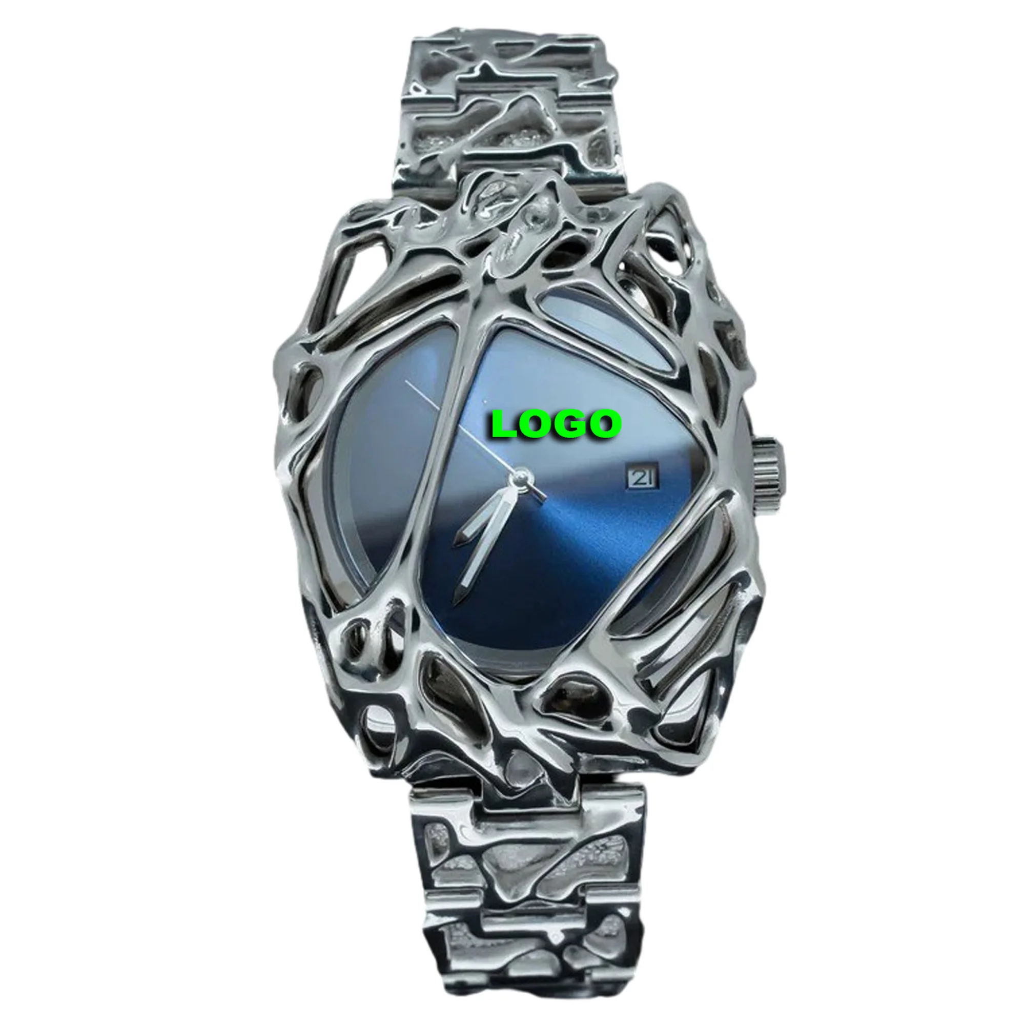 Original Alabaster Melted Stainless Steel Sapphire Crystal Luxury Watch Irregular High End Inlaid Niche Design Watch