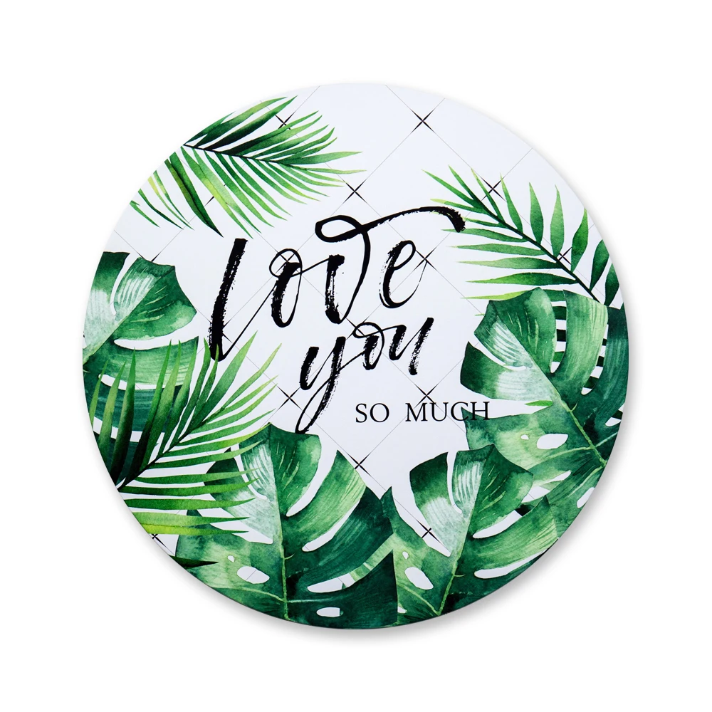 Дешевые индивидуальные с выдвежными деталями Круглый Стиль тропический зеленый туристическая фотографии сувениры