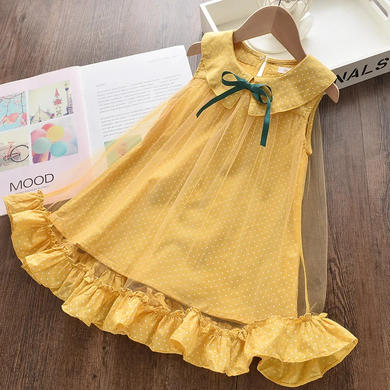 Wholesale Clothing Children Spanish 100% Cotton Lace Sleeveless Butterfly Lace-up Cotton Yarn Dresses For Girls