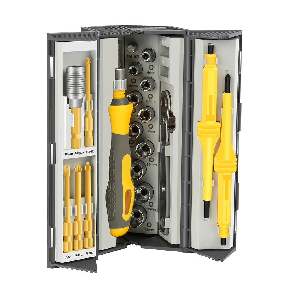 UFTOOLS Screwdriver Set 33 In 1 Precision Ratchet Screwdriver Tool Set with S2 Steel Multipurpose Bits for Computer Repairing
