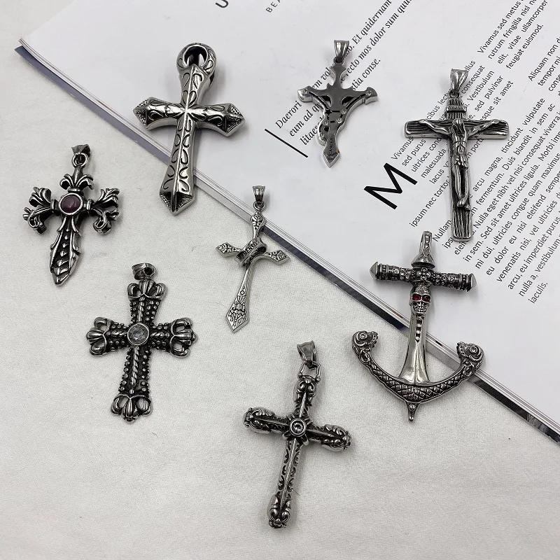 
classic vintage Jesus cross chains necklace for men stainless steel religious christian necklace 