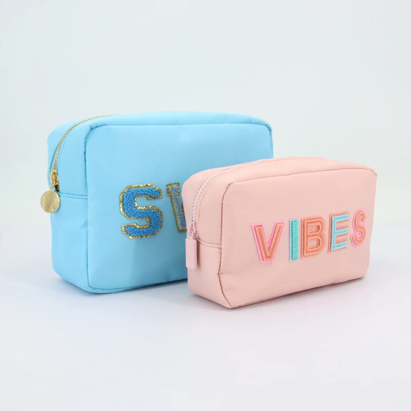 New nylon durable toiletry bag ladies towel embroidery logo makeup box large capacity cosmetic bag