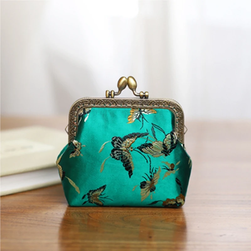Flower Embroidered Gift Pouch Silk Coin Purse for Women