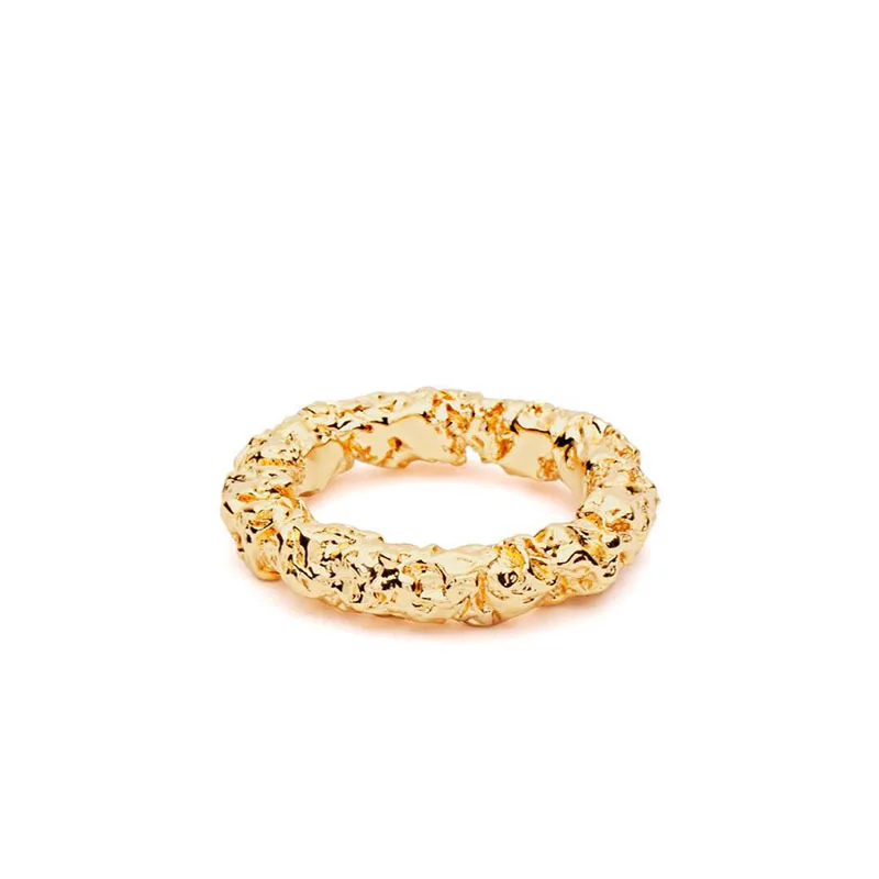 Antique Style Aerolite Meteorite Stone Shape Designs Stainless Steel Women Ring