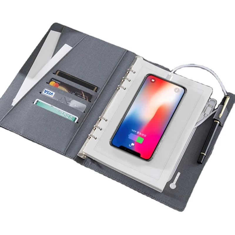 Multi-function wireless charging u disk notebook mobile power bank business office gift notepad