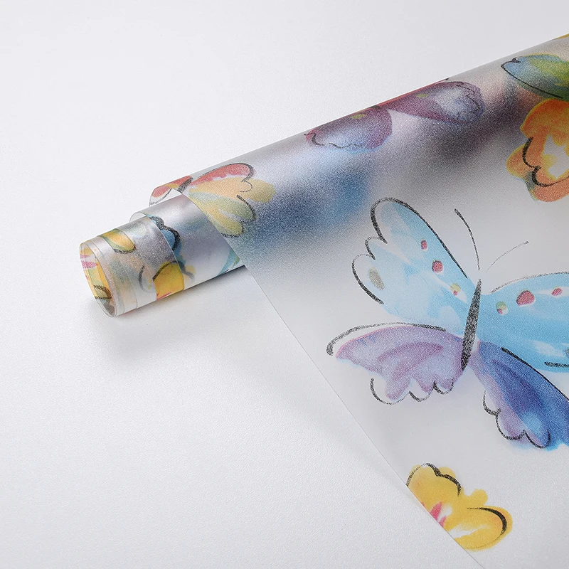 Akadeco Hot Wholesale PVC Self-Adhesive Peel And Stick Carton Color Butterfly  Frosted Home Glass Window Decoration Film