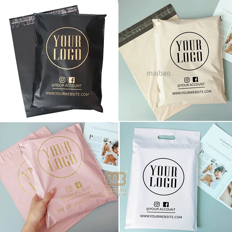 Wholesale recyclable silver poly mailers bags custom logo clothing packages plastic shipping bags for packing cloth mailing bag