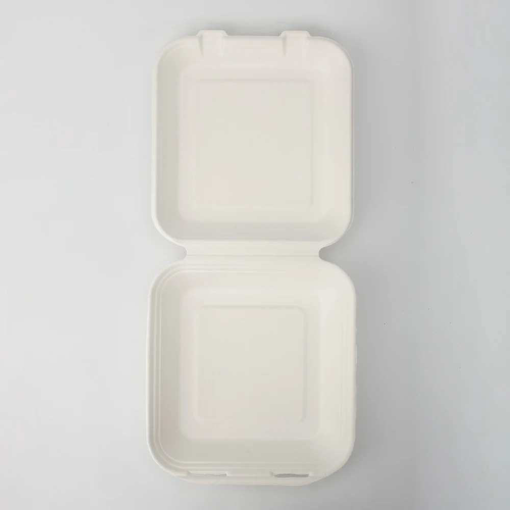 Disposable Biodegradable Compostable Sugarcane Bagasse Pulp Molding Clamshell Fast Food Take away Take Out Packaging Lunch Box