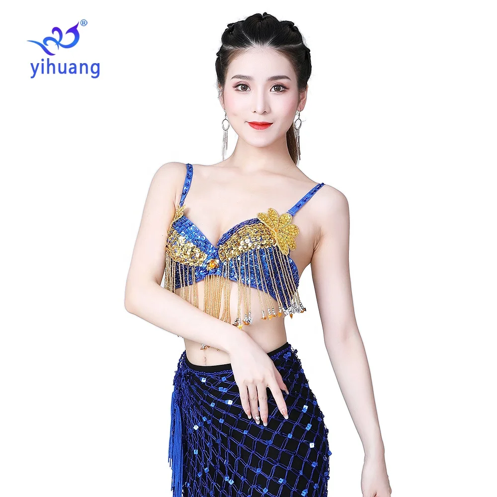 Sexy Belly Dance Sequin Tassel Bra Women Bellydance Tops Boho Festival Tribal Top