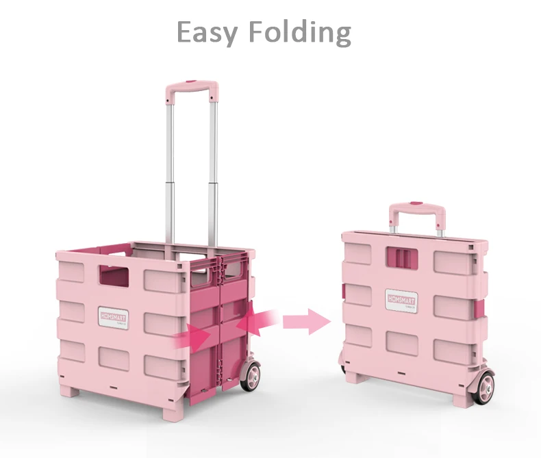 High Quality Large Heavy Duty Light Shopping Lightweight Folding Cart Supermarket Trolley Plastic Four Wheel Trolley 3kg 100cm