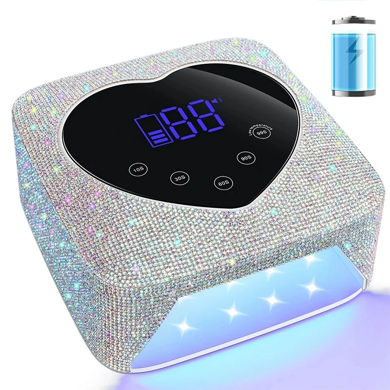 Rechargeable UV LED Nail Lamp Professional Cordless UV Nail Dryer With Diamonds Elements Gel Polish Lamp