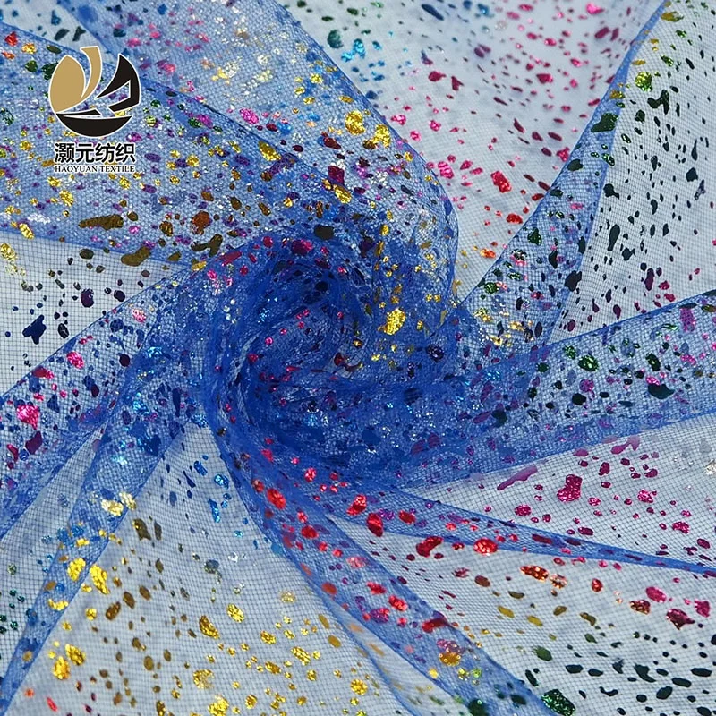 Wholesale ready made colorful polyester lurex tulle foil fabric for children dress