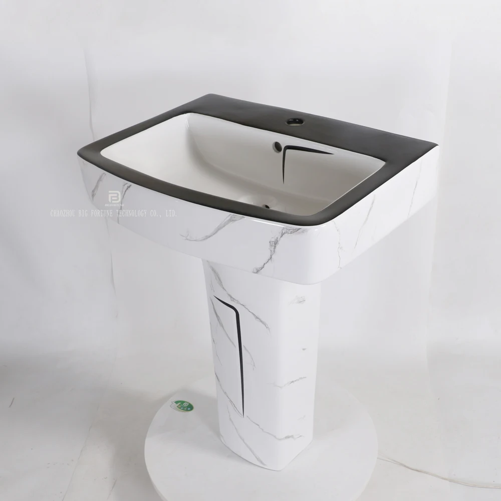 Chaozhou Porcelain Square Sanitary Ware Suite Bathroom One Piece Wc Toilet Set With Pedestal Sink