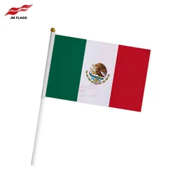 Wholesale Mexico Flags Hand Flag National Day Decoration Polyester Mexico Stick Flags