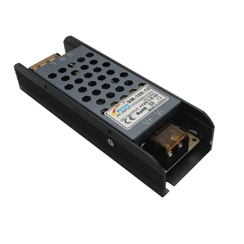 Slim power supply 12V 8.33A 100W Constant Current and Constant Voltage Black Case Slim Power Supply