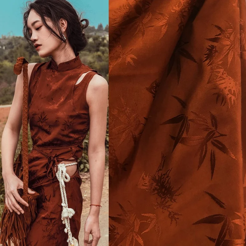 RTS китайский стиль бамбукового листа вискоза жаккардовая ткань для Hanfu