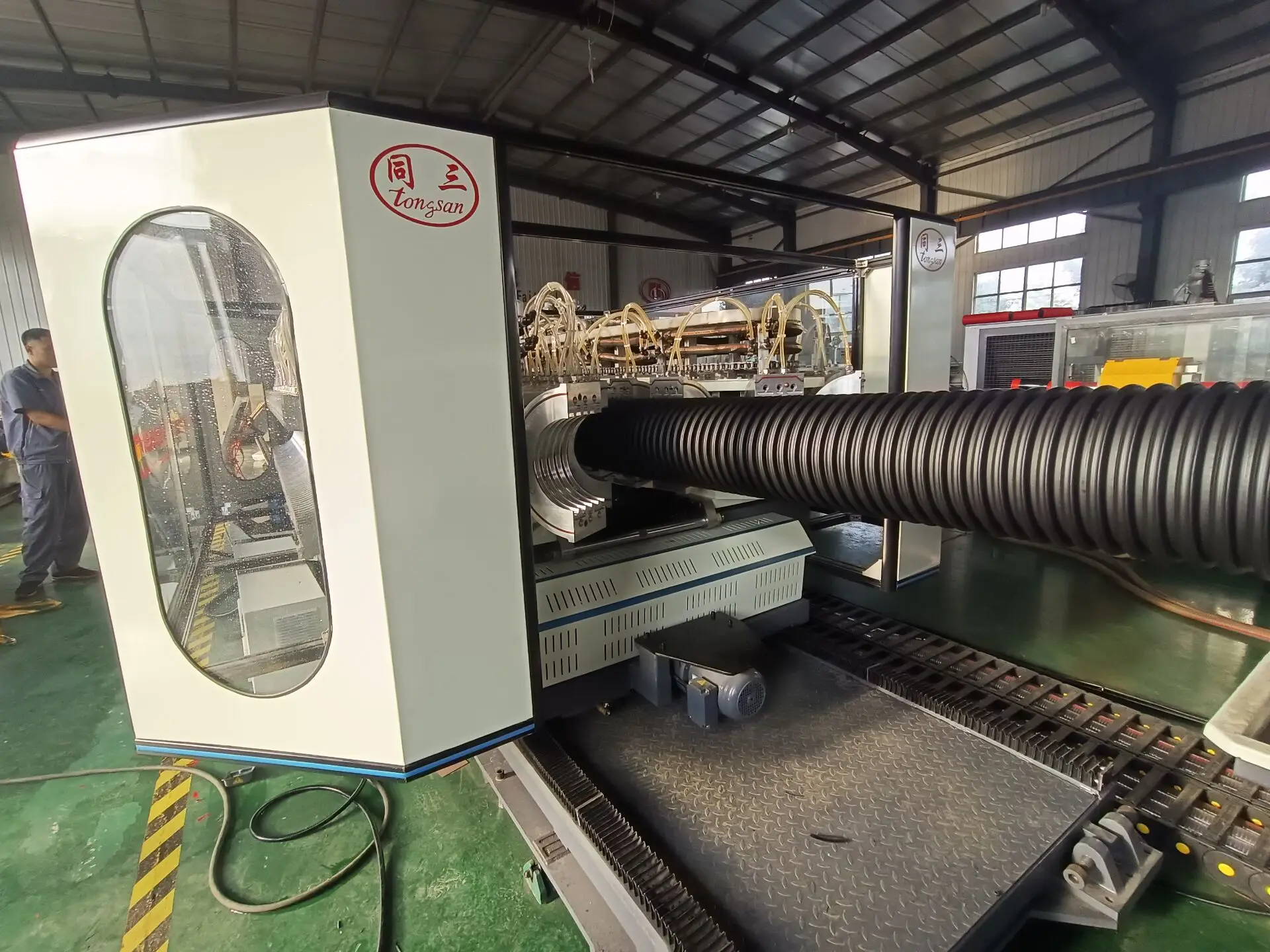 DWC pipe extruder machine manufacturing double wall corrugated HDPE underground drainage pipe