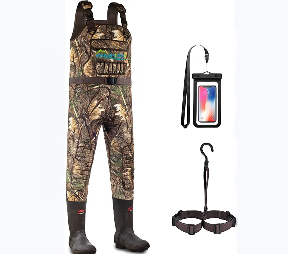 SHAZHIRUI 600Gram Thinsulate Rubber bootfooted neoprene camo chest wader for wild hunting And fishing