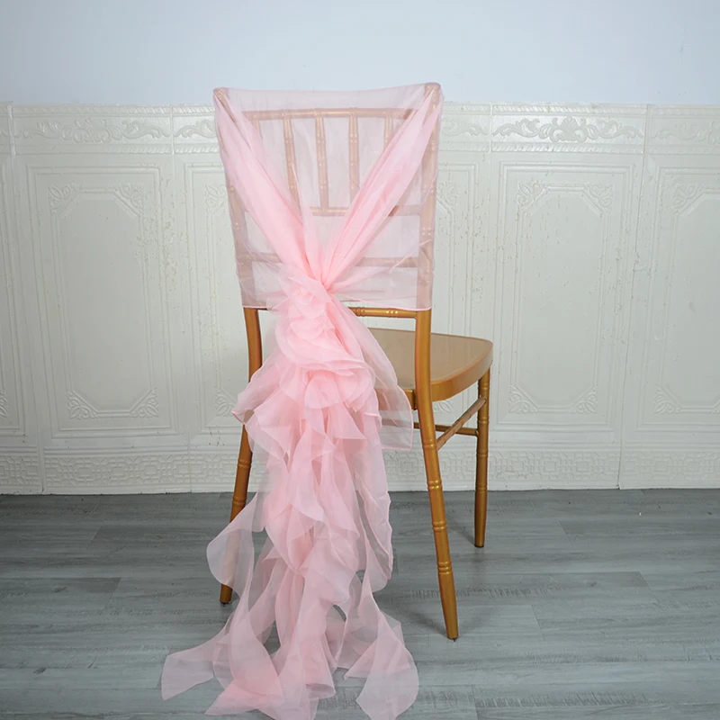 European Style Cheap Organza Wedding Hotel Banquet Decorative Chair Sashes Chair Cover Bow Sashes