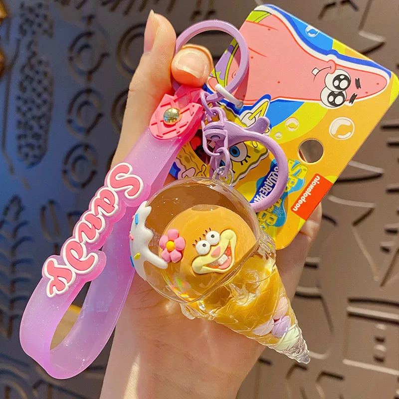 New Keyring Ice Cream Shape Acrylic Key Chain Cartoon Creative Cute Couple Quicksand Floating Liquid Keychain