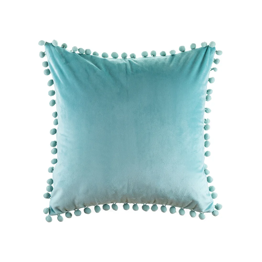 
Wholesale Holiday Gift Ins Velvet Sofa Pillowcase with cute ball fringe 