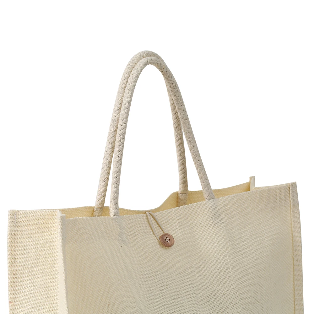 2021 reusable linen jute bag burlap beach bag hessian shopping tote bags with custom logo