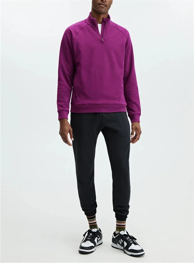 Mens Fashion 1/4 Zip Pullover Knitted Sweatshirt Custom Your Own Brand Sports Sweatshirts