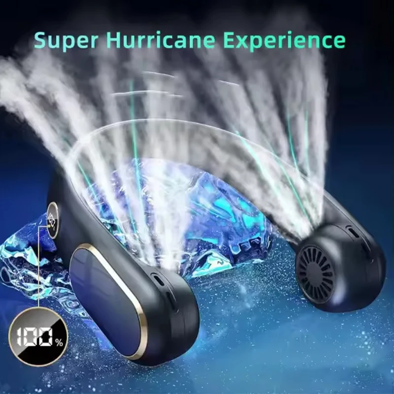 Air conditioner electric portable hanging semiconductor refrigerator cooling neck fan for outdoor sports fan