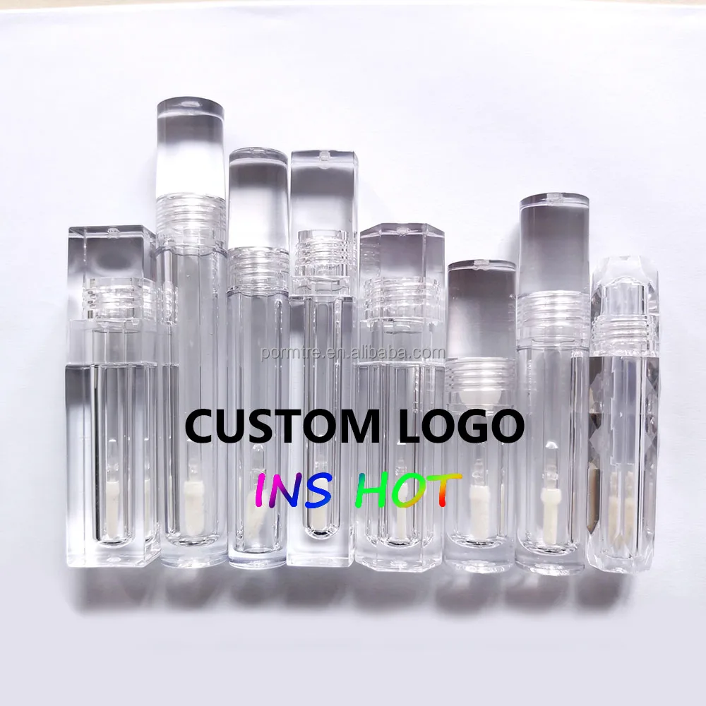 10ml square Empty luxury big applicator lip gloss wand tubes square lip gloss tubes vendor with white lid