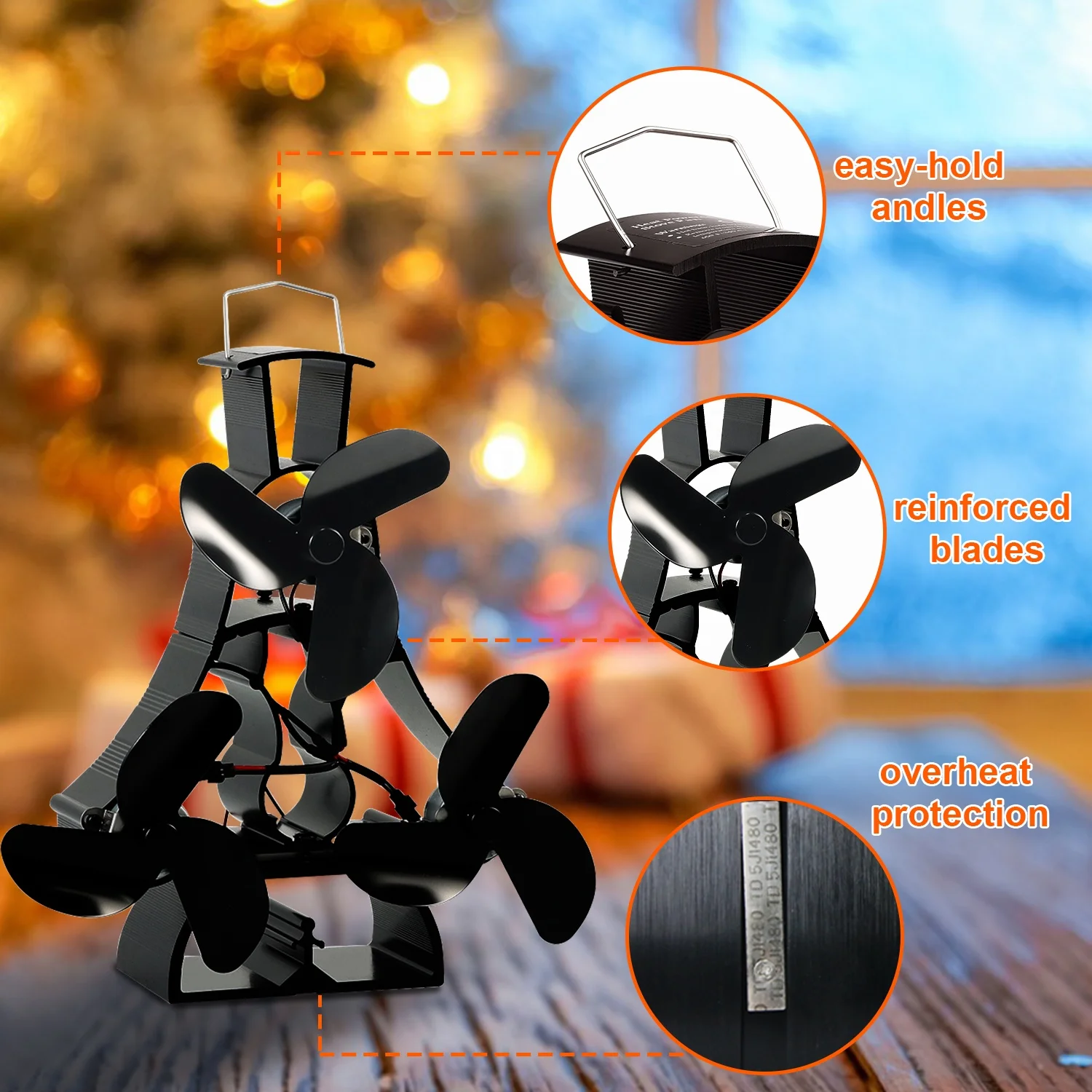 New design More Blades  Smart Eco Stove Fan Heat Powered Stove Top Fan For Wood Stove