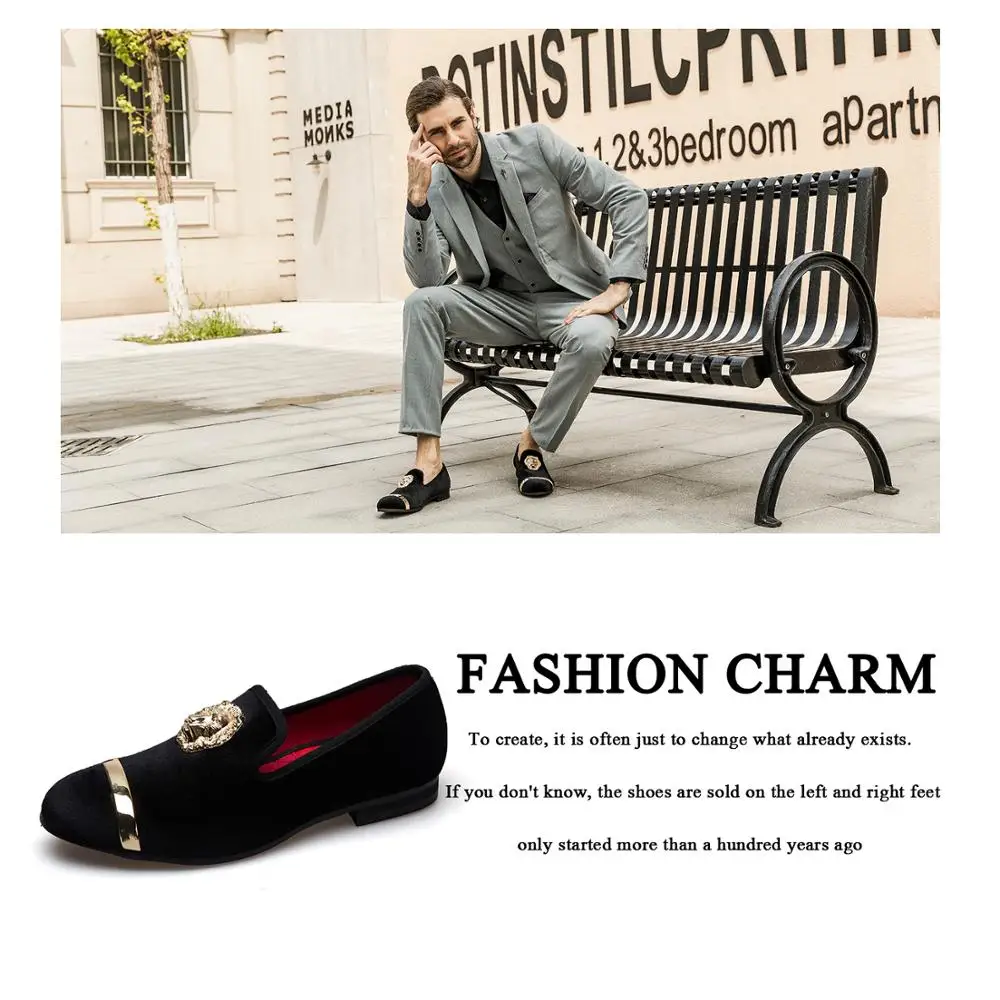 
New Fashion Gold Top and Metal Toe Men Velvet Dress shoes Italian mens dress shoes Handmade Loafers 