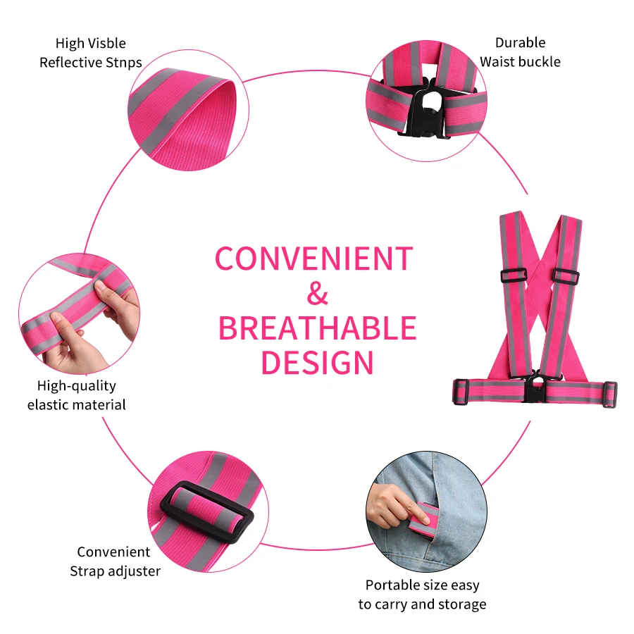 Unisex Customizable Printing Cross-border Hot Sell Reflective Night Running Gear High Visibility Safety Vest Set