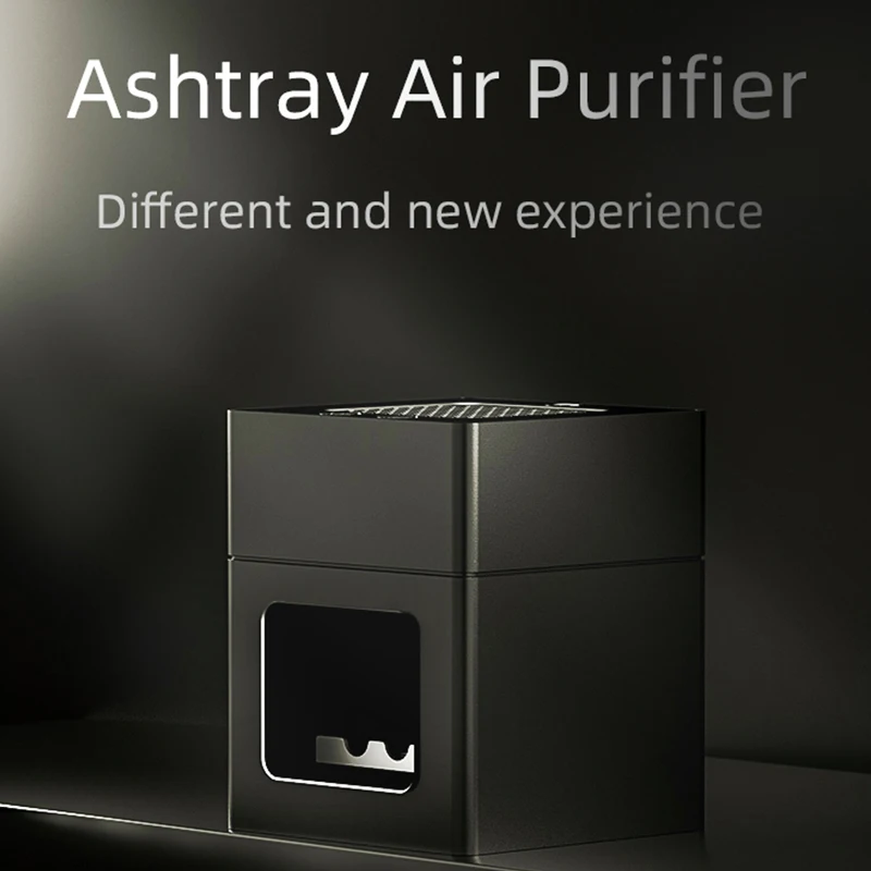 Portable Desktop Electronic Ashtray Cigarette Smoke Lighter Air Purifier Electric Smokeless Filter Ashtray Square Aluminum
